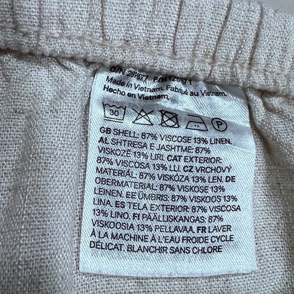 H&M DIVIDED Beige‎ Relaxed Casual Linen Blend Drawstring Pants Size Small - Picture 9 of 10